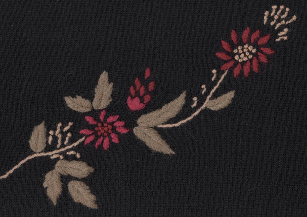 BLACK EMBROIDERED SWEATER DETAIL