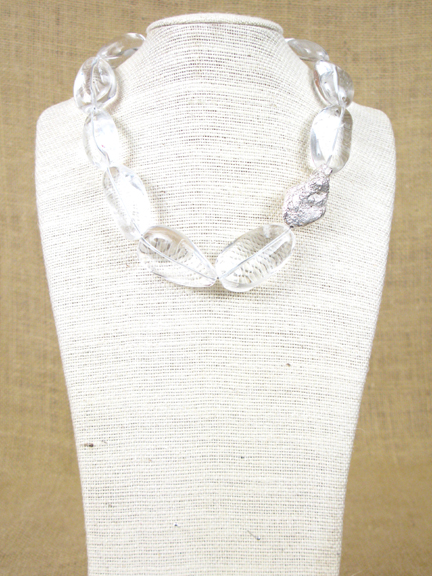 
VERY CLEAR QUARTZ WITH STERLING SILVER NUGGETS AND CLASP