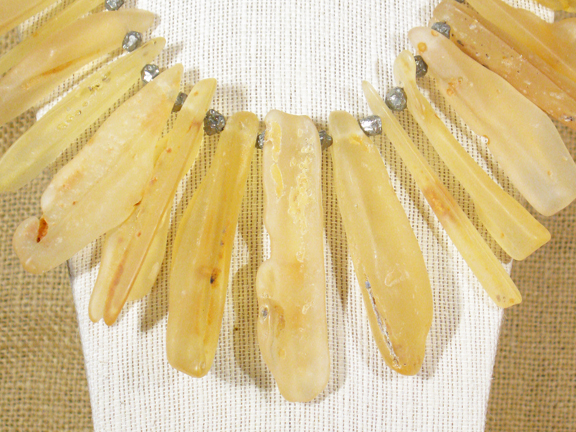 GOLDEN COLUMBIAN COPAL AMBER AND PYRITE WITH GOLD PLATED CLASP