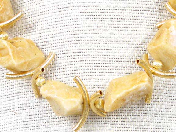 
GOLD JASPER WITH GOLD VERMEIL NODDLES & BALLS AND CLASP