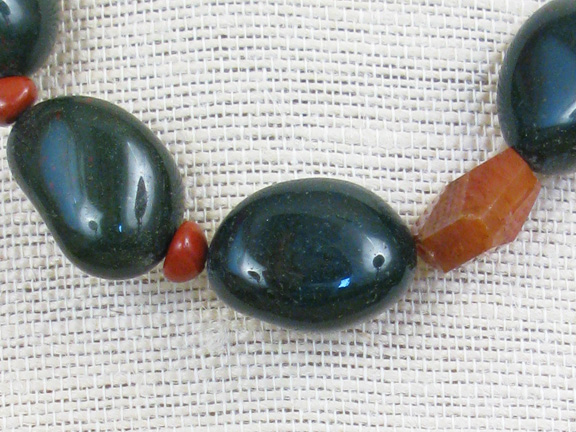 
GREEN BLOODSTONE & RED JASPER & RED CHALCEDONY WITH STERLING SILVER CLASP