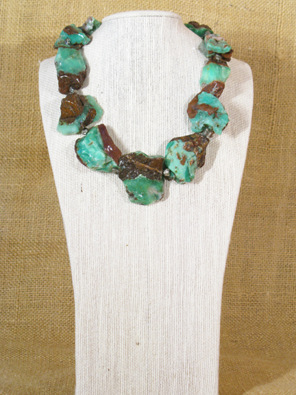 
TURQUOISE GREEN & BROWN COLORED CHYSOPRASE WITH GOLD PLATED CLASP
