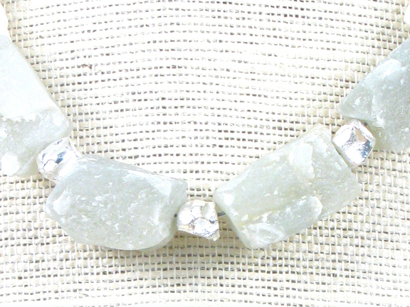 
LIGHT GREEN BARREL QUARTZ WITH STERLING SILVER NUGGETS AND CLASP