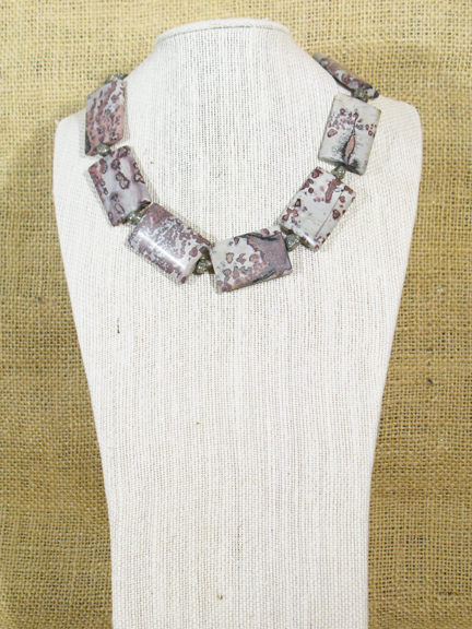 
PINK/GRAY PICTURE JASPER & PYRITE WITH STERLING SILVER CLASP