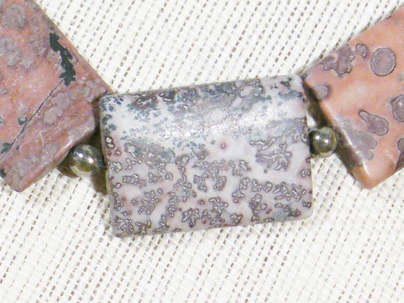 
PINK/GRAY PICTURE JASPER & PYRITE BALLS WITH STERLING SILVER CLASP