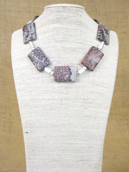 
MAUVE PICTURE JASPER WITH STERLING OVALS & CLASP