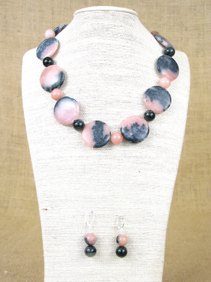 
PINK AND GRAY OPALS  WITH STERLING SILVER CLASP