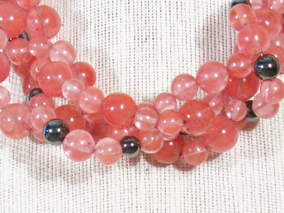 3-4 STRANDS PINK ROSE QUARTZ WITH STERLING SILVER CLASPS