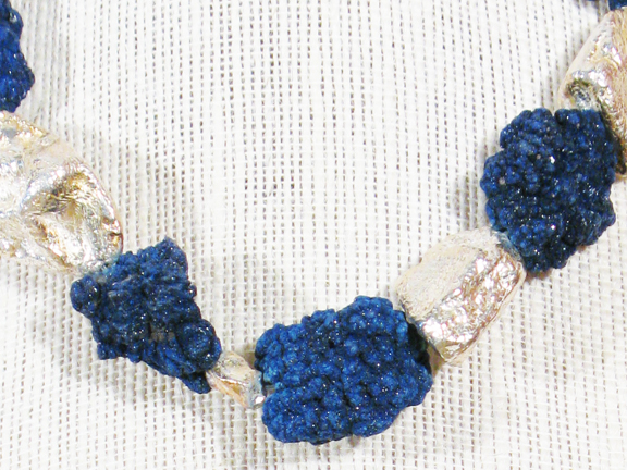 
BLUE AZURIT (RARE) & STERLING SILVER NUGGETS WITH STERLING CLASP