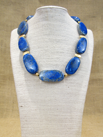 
BLUE LAPIS & GOLD VERMEIL OVALS WITH GOLD VERMEIL CLASP