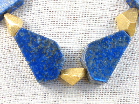
BLUE LAPIS WITH GOLD VERMEIL FACETED BEADS AND CLASP