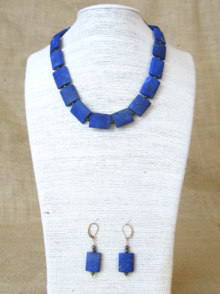 
BLUE LAPIS & PYRITE WITH GOLD VERMEIL AND CLASP