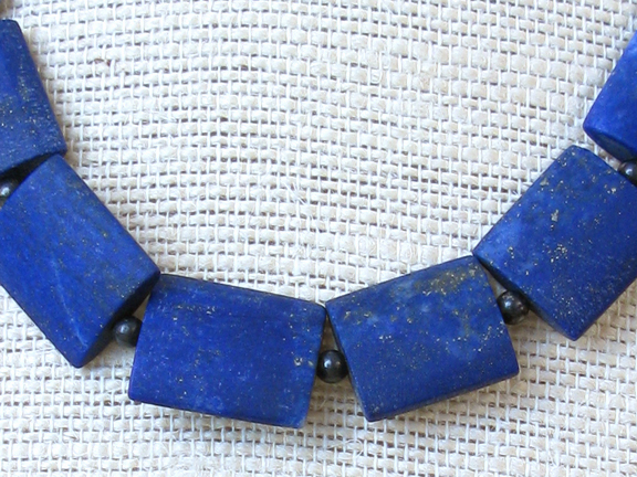 
BLUE LAPIS & PYRITE WITH GOLD VERMEIL AND CLASP