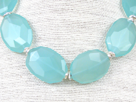 
TURQUOISE QUARTZ & SMALL STERLING SILVER NUGGETS WITH STERLING CLASP