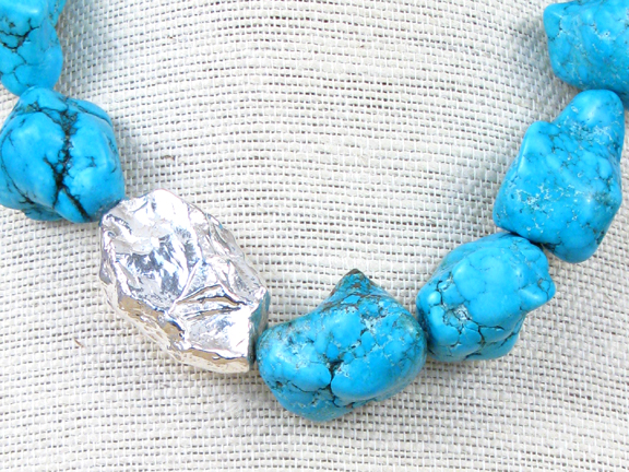 
TURQUOISE & LARGE STERLING SILVER NUGGET WITH STERLING CLASP