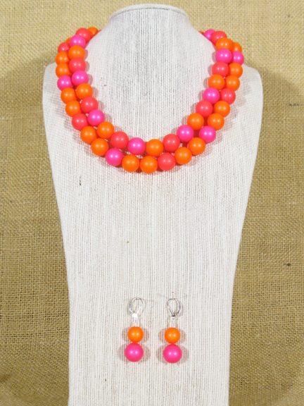 
NEON ORANGE, PINK AND RED SWAROVSKI GLASS WITH STERLING CLASP