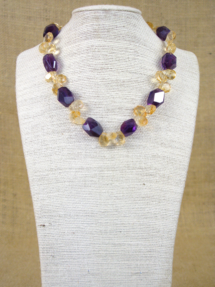 
PURPLE AMETHYST & GOLDEN CITRINE WITH GOLD VERMEIL CLASP