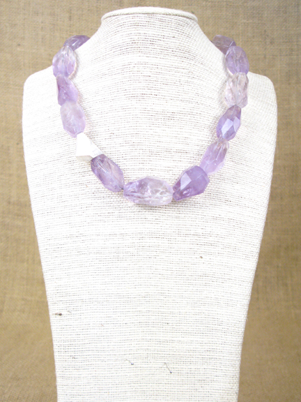 
PURPLE AMETHYST WITH STERLING SILVER NUGGET & STERLING SILVER CLASP