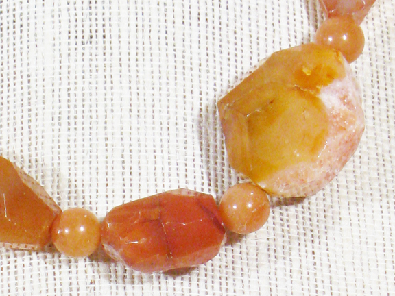 
RUST CARNELIAN AND RED CHALCEDONY WITH GOLD PLATED CLASP