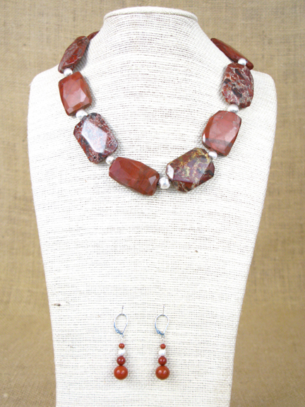 
RED JASPER VARIGATED AND NON-VARIGATED WITH STERLING SILVER BALLS AND CLASP