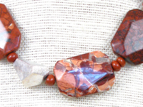 
RED JASPER WITH STERLING SILVER FACETED STONE AND CLASP