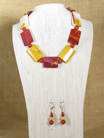 
RUST & GOLD JADE AND RED JASPER WITH GOLD PLATED CLASP
