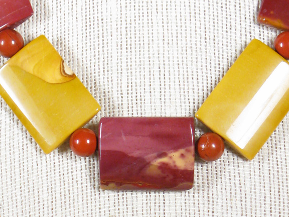 
RUST & GOLD JADE AND RED JASPER WITH GOLD PLATED CLASP