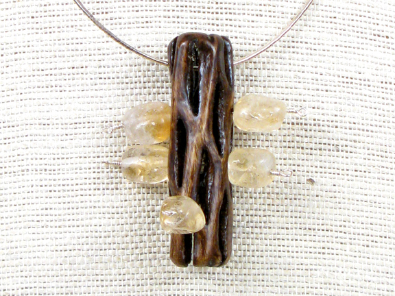
CHOLLA CACTUS & GOLDEN CITRINE WITH STERLING CHAIN