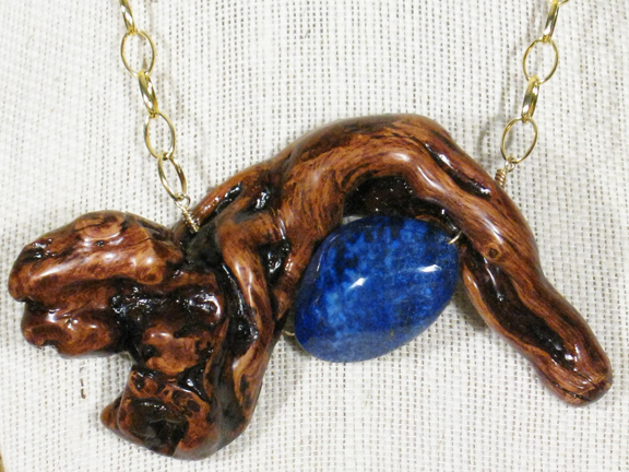 
ROOT & LAPIS STONE WITH GOLD FILLED CHAIN & GOLD PLATED HOOK CLASP