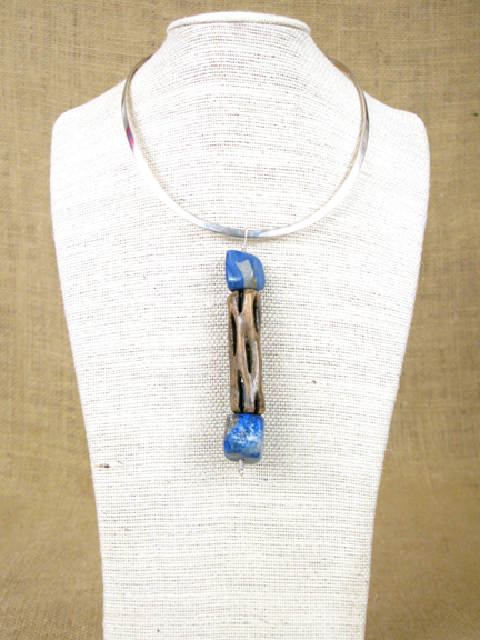 
CHOLLA CACTUS & BLUE LAPIS WITH STERLING COLLAR