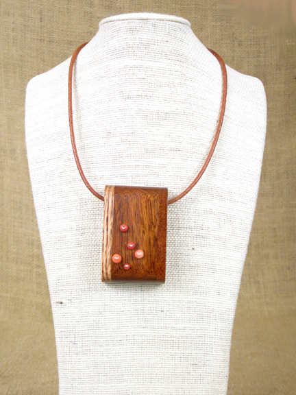
MAHOGANY LAMINATED WOOD & CORAL WITH LEATHER COLLAR