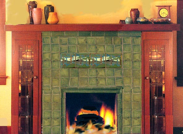 MOTAWI TILE LANDSCAPE TILES IN FIREPLACE