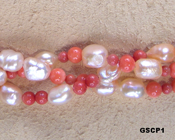 CREAM PEARLS AND CORAL BEADS