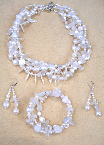 WHITE PEARLS AND CRYSTALS