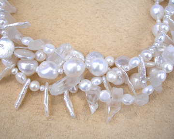 WHITE PEARLS AND CRYSTALS