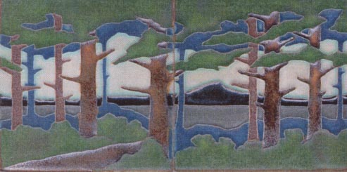 MOTAWI LANDSCAPE TILE - SIMILAR TO ROOKWOOD POTTERY TILES