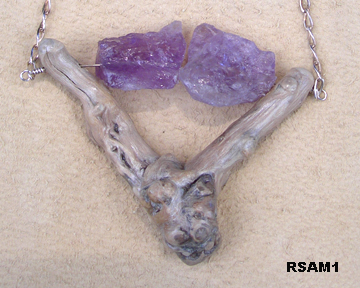 BURLED ROOT WITH AMETHYST