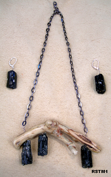 ROOT BRANCH WITH TOURMALINE STONES
