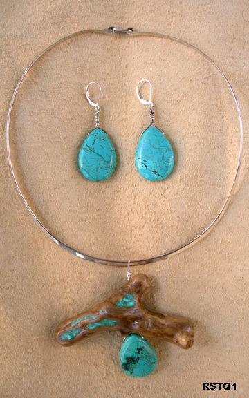 BURLED ROOT WITH TURQUOISE