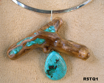 BURLED ROOT WITH TURQUOISE