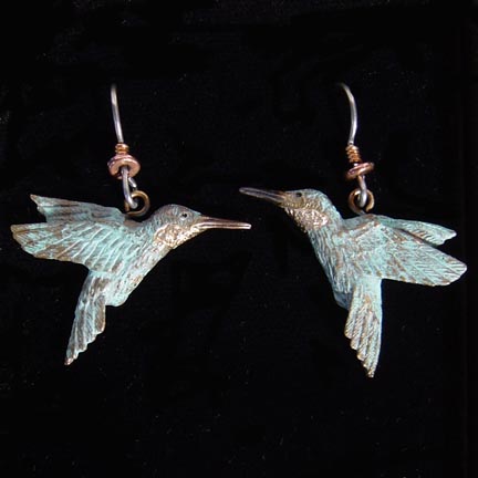 HUMMINGBIRD EARRINGS BRONZE JEWELRY