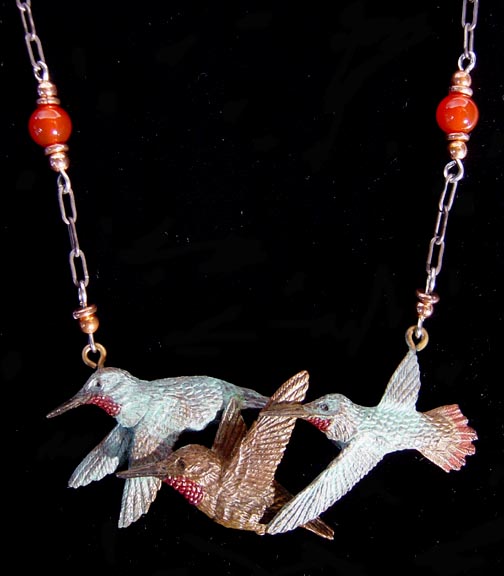 HUMMINGBIRDS BRONZE NECKLACE JEWELRY